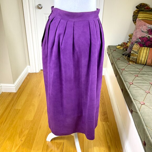 Jaeger Skirt Suede Maxi Vintage Purple (12UK, 26”waist, S/XS) - Picture 3 of 8